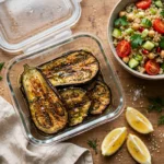 Chilled garlic herb eggplant for meal prep