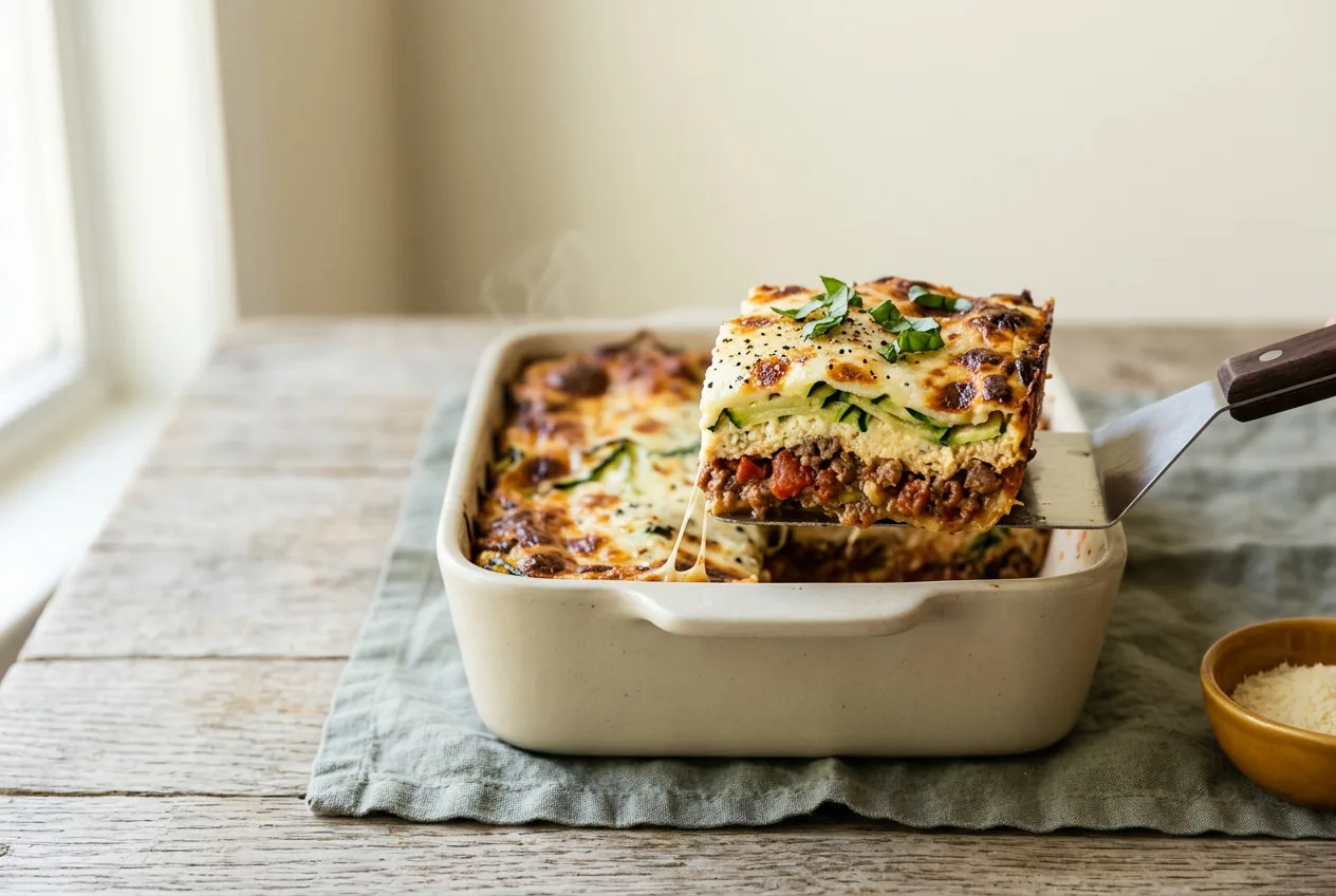 Keto Lasagna With Roasted Zucchini Noodles