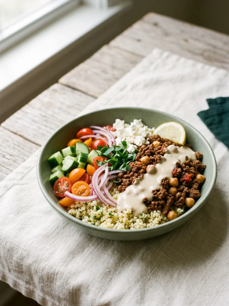 Mediterranean Ground Beef Meal Prep Bowls, One Skillet