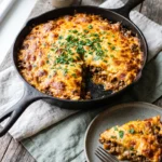 Extra-cheesy keto ground beef casserole with a broiled golden crust