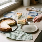 A slice of keto cheesecake without erythritol being portioned into a meal-prep container