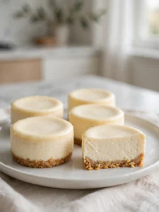 mini keto cheesecake in a muffin pan with creamy tops and almond flour crust