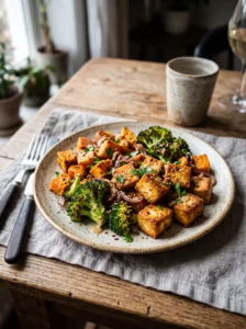Tofu Broccoli Sweet Potato Meal Prep Sheet Pan