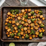 Cooking Tofu Broccoli Sweet Potato Meal Prep Sheet Pan
