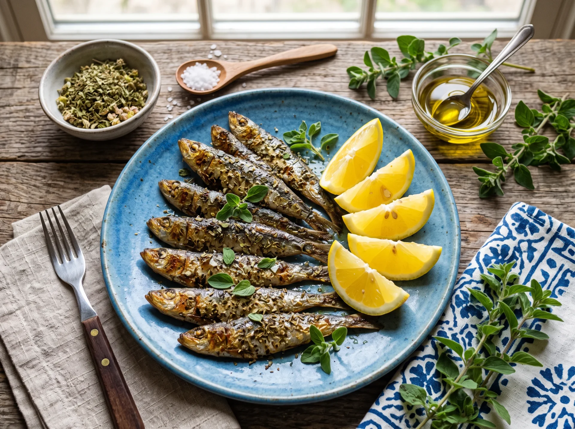 Ingredients for Greek Roasted Sardines with Lemon and Oregano (12 Minutes)
