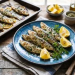 Cooking Greek Roasted Sardines with Lemon Garlic and Oregano