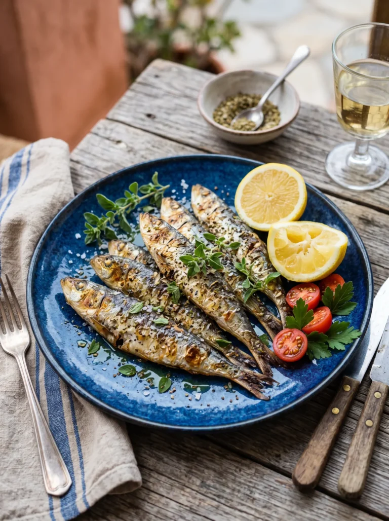 Greek Roasted Sardines with Lemon Garlic and Oregano