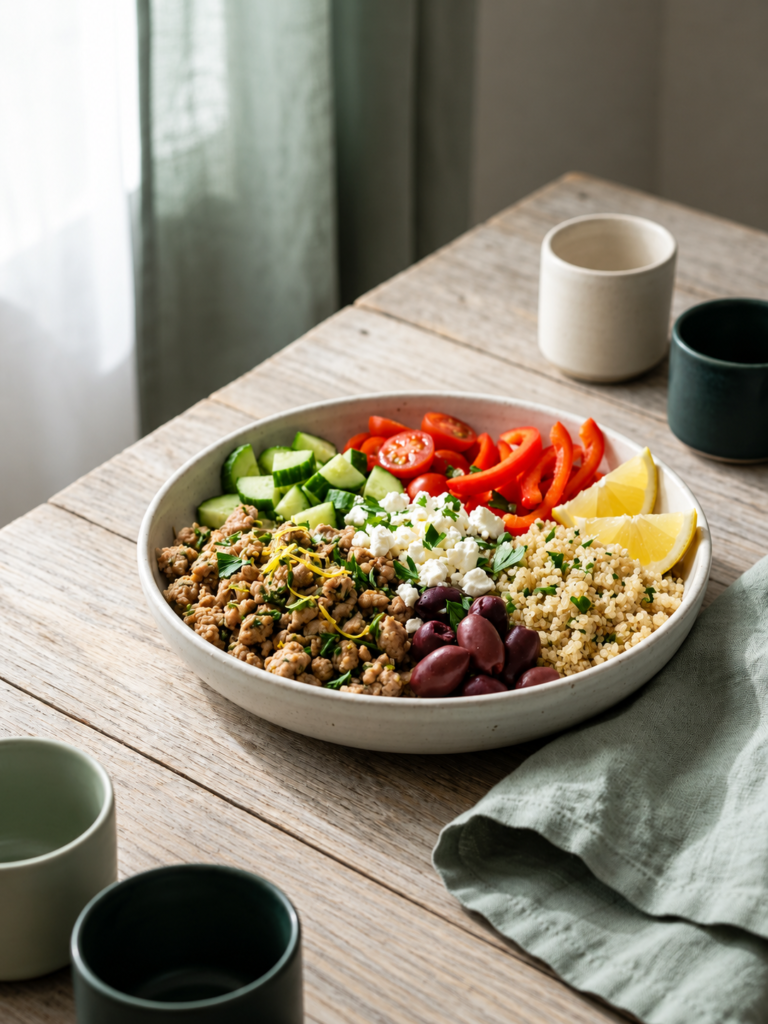 Mediterranean Turkey Bowl with Lemon Quinoa